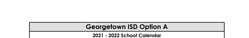 District School Academic Calendar for Georgetown Alter Prog