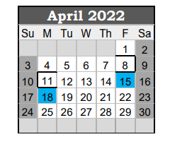District School Academic Calendar for Giddings Middle for April 2022