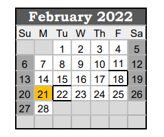 District School Academic Calendar for Giddings High School for February 2022