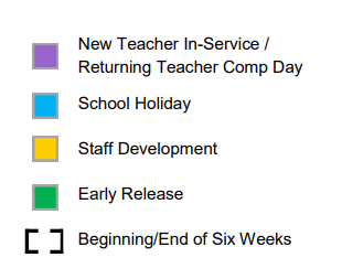 District School Academic Calendar Legend for Giddings Middle