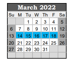 District School Academic Calendar for Giddings Middle for March 2022