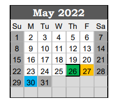 District School Academic Calendar for Giddings High School for May 2022