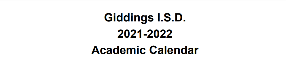 District School Academic Calendar for Giddings High School