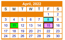 District School Academic Calendar for Bruce Junior High for April 2022
