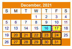 District School Academic Calendar for Bruce Junior High for December 2021