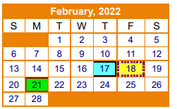 District School Academic Calendar for Gilmer High School for February 2022
