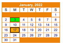 District School Academic Calendar for Gilmer High School for January 2022
