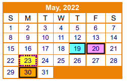 District School Academic Calendar for Bruce Junior High for May 2022