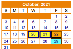 District School Academic Calendar for Gilmer High School for October 2021