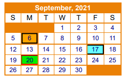 District School Academic Calendar for Bruce Junior High for September 2021