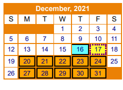 District School Academic Calendar for Gilmer Int for December 2021