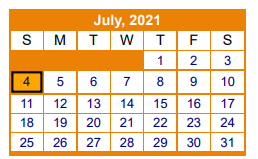 District School Academic Calendar for Gilmer Elementary for July 2021