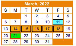 District School Academic Calendar for Gilmer Elementary for March 2022