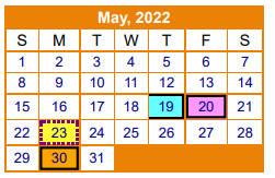 District School Academic Calendar for Gilmer Elementary for May 2022