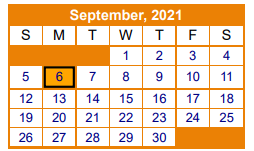District School Academic Calendar for Gilmer Elementary for September 2021