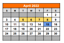 District School Academic Calendar for Weldon Intermediate for April 2022