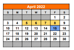 District School Academic Calendar for Gladewater High School for April 2022