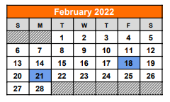 District School Academic Calendar for Gladewater High School for February 2022