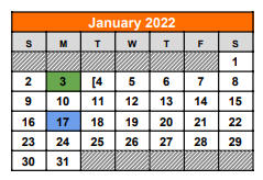 District School Academic Calendar for Gladewater Middle for January 2022
