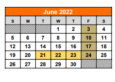 District School Academic Calendar for Truman Children's Ctr for June 2022