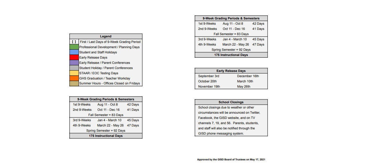 District School Academic Calendar Key for Weldon Intermediate