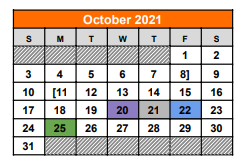 District School Academic Calendar for Elder Alternative for October 2021