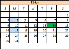 District School Academic Calendar for Glen Rose Elementary for January 2022