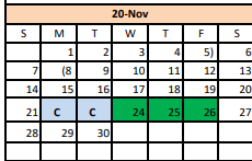 District School Academic Calendar for Glen Rose Junior High for November 2021