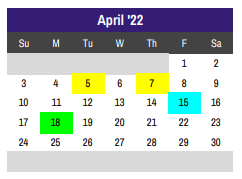 District School Academic Calendar for Godley Jjaep for April 2022