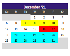 District School Academic Calendar for Godley Middle for December 2021