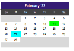 District School Academic Calendar for Godley Intermediate for February 2022