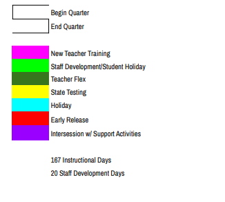 District School Academic Calendar Legend for Godley Jjaep