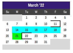 District School Academic Calendar for Godley Alternative for March 2022