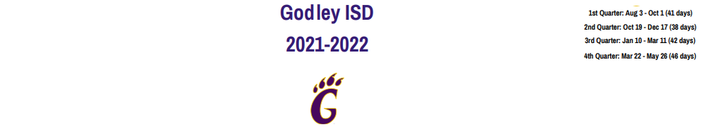 District School Academic Calendar for Godley Alternative