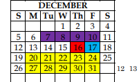 District School Academic Calendar for New Horizons Ranch for December 2021