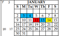 District School Academic Calendar for Goldthwaite High School for January 2022