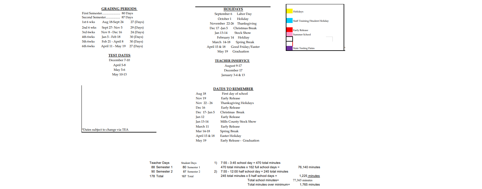 District School Academic Calendar Key for New Horizons Ranch