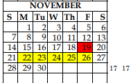 District School Academic Calendar for New Horizons Ranch for November 2021
