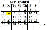 District School Academic Calendar for New Horizons Ranch for September 2021