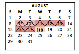 District School Academic Calendar for Goliad Middle for August 2021