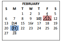 District School Academic Calendar for Goliad Daep for February 2022