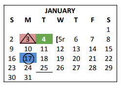 District School Academic Calendar for Goliad El for January 2022