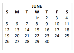 District School Academic Calendar for Goliad H S for June 2022