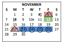 District School Academic Calendar for Goliad Daep for November 2021