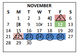 District School Academic Calendar for Goliad Middle for November 2021