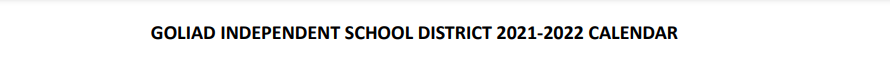 District School Academic Calendar for Goliad Daep