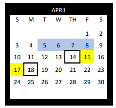 District School Academic Calendar for Gonzales J H for April 2022