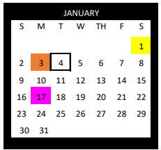 District School Academic Calendar for Gonzales J H for January 2022