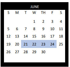 District School Academic Calendar for Gonzales Alter for June 2022