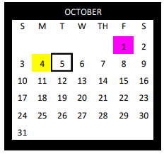 District School Academic Calendar for Gonzales North Avenue Intermediate for October 2021